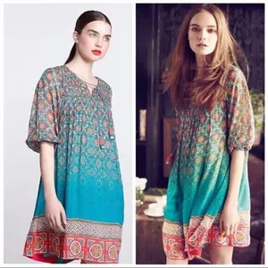 Anthropologie Tanvi Kedia Glimmering Ankita Dress Boho Teal Beaded S thumbnail 2