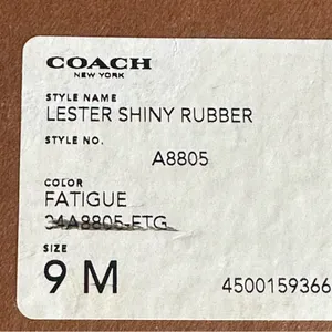 Coach Women’s Size 9 Fatigue Army Green Lester Shiny Rubber Rain Water Boots thumbnail 9