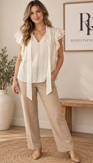 Ulla Johnson Ivory 100% Silk Embroidered Ruffle Tie Neck Blouse Top Size 0 thumbnail 1