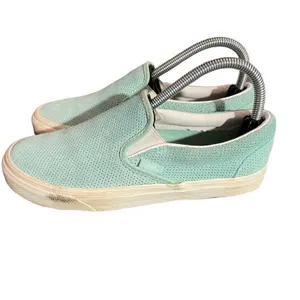 Vans Classic‎ Slip-On Skate Shoes Mint Green Perforated Suede Size 5/6.5 thumbnail 11