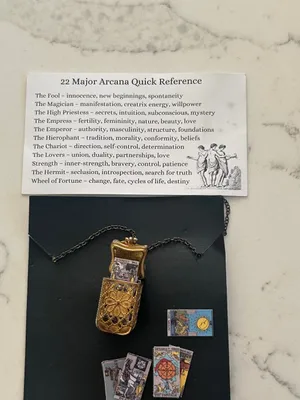 Botanica Tiny Tarot Deck Card Necklace antique thumbnail 3