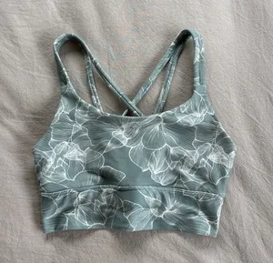 Blue Floral Sports Bra thumbnail 1