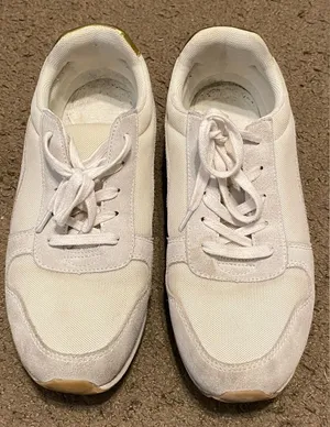 J. Crew City Sneakers Womens White‎ Gray Suede Leather BC254 Size 9 thumbnail 1