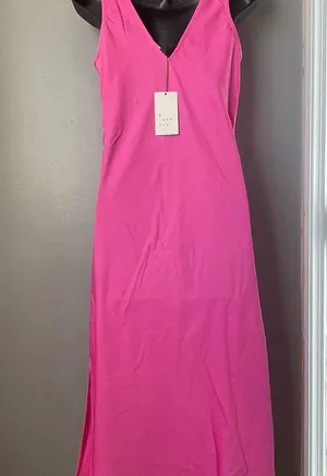A New Day Pink Sleeveless V-Neck Midi Sundress thumbnail 3