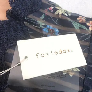 Foxiedox Floral Lace Trim Dress S Navy Blue Pleated‎ Fit & Flare Soft Girl thumbnail 2