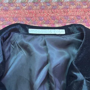 Mosaic & Co BLACK VELVET GOLD NAUTICAL BUTTON BLAZER JACKET captain admiral thumbnail 3