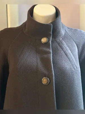 J. JILL Chocolate Brown Wool Blend 4 Big Front Button High Neck Pea Coat Sz S. thumbnail 7