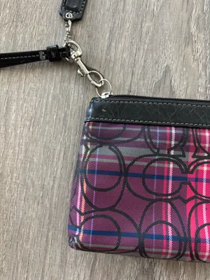 Vintage Y2k Coach Poppy Signature Plaid Tartan Pleated Wristlet Wallet thumbnail 4