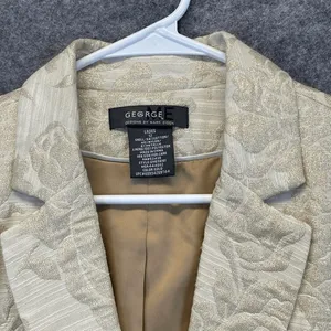 GEORGE Me‎ Designs By Mark Eisen Blazer Women's Size 12 Cream Floral Metallic thumbnail 8