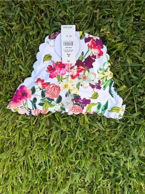 PQ Swim Reversible Scalloped Floral Bikini Bottoms Pink White Size S NWT $84 thumbnail 9
