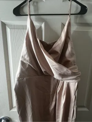 Showpo Wrap Tie Tulip Hem Dress Champagne Size 16 thumbnail 5