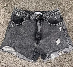 ZARA Ripped Jean Shorts thumbnail 1
