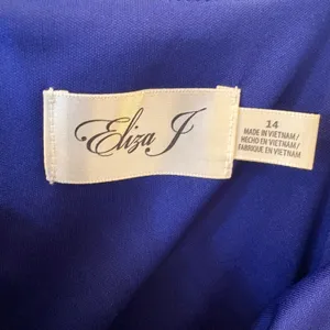 Eliza J Royal‎ Blue Cold Shoulder Ruffle Chiffon Dress Size 14 thumbnail 5
