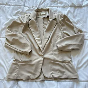 Womens Blazer Size Small Beige‎ Officechic Corpcore City Workwear Classic thumbnail 1
