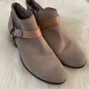Sam Edelman Phoenix Taupe Suede Ankle Bootie Leather Strap Boot Size 7.5 thumbnail 10