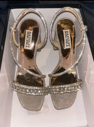 Badgley Mischka Silver and Gold Embellished Heels thumbnail 1