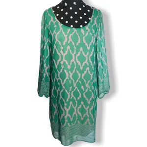 Peaches N Cream Womens Dress‎ Size Small Green Gray Lined Knit Lining Shift thumbnail 2