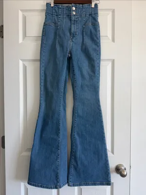 Free People We The Free Jayde Flare Jeans Sunburst Blue Size 27 thumbnail 2