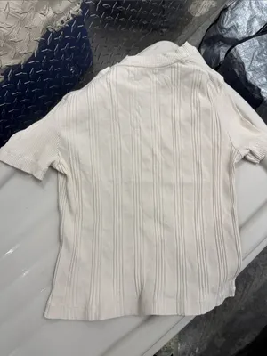 Zara Cream Ribbed Short Sleeve Top thumbnail 7