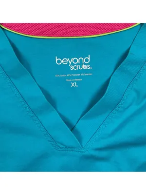 Beyond Scrubs XL Teal Blue Stretch V-Neck Scrub Top Nurse Medical Uniform thumbnail 5