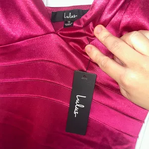 NEW Lulus Alluring Energy Medium Hot Pink Satin Bodycon Party Club Mini Dress thumbnail 8
