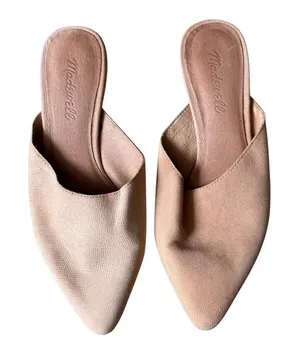 Madewell - Remi Mule Flats Blush Nude Suede Leather Slip-On Shoes Sz 6.5 thumbnail 1