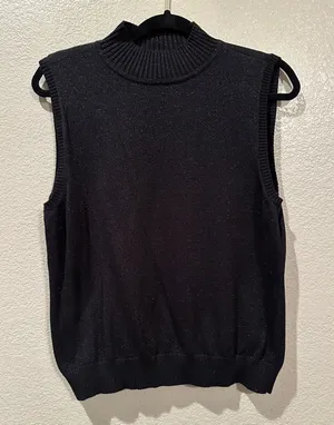 Liz Claiborne mock title neck black with silver shimmer lightweight sz XL thumbnail 1