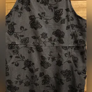Vintage Talbots Size Large Gray Velvet Floral Overall Dress Whimsigoth Goth thumbnail 6