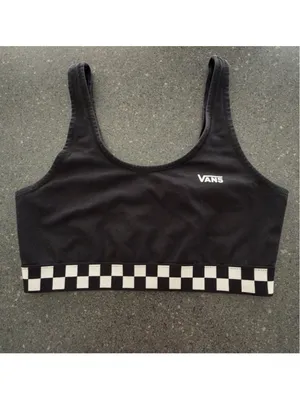 Women's Vans Black & White Checkered Sports Bra S thumbnail 2