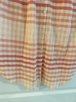 Madewell Central Tunic Shirt White Pink Gingham Size M thumbnail 7
