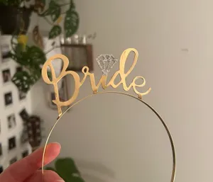 Gold sparkly bride headband thumbnail 2