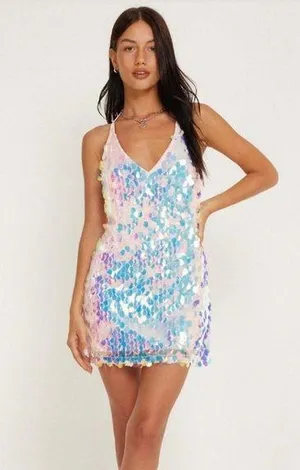 NWT Motel Pink Mermaid Scale Dress thumbnail 1