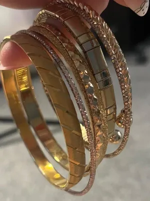 Set of six gold tone bangles thumbnail 4