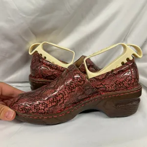 b.o.c NEW Women's Pink and‎ Brown Leather Embossed Slip On Chunky Clogs Sz 7 thumbnail 7