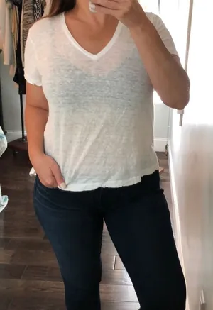 Club Monaco small white linen short sleeve top thumbnail 1