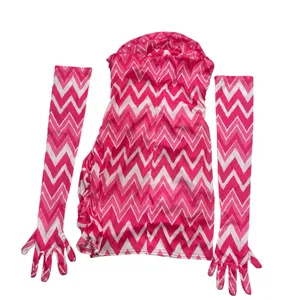 Miscreants Pink Zig Zag Strapless Mini Dress w Matching Gloves US 10/ UK 12 thumbnail 4