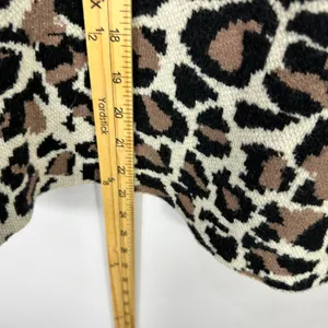 Line & Dot Leopard Sweater Womens Large Tan Black Mock Neck‎ Balloon Sleeve thumbnail 3