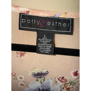 Polly & Esther Fairycore Peach Floral Mesh Duster Cardigan Bell Sleeve Lace L Layering Ethereal thumbnail 4
