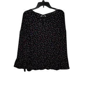 LOFT Women's Top Floral Knit Long Bell Sleeve Pleated Round Neck‎ Blouse Small thumbnail 8