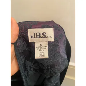 JBS Ltd Vintage Green Velvet Holiday Dress Button Front Midline Slit Zip Back thumbnail 8
