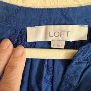 LOFT Blue Eyelet SMALL Embroidered Long Sleeve Blouse Top‎ Shirt Womens thumbnail 10