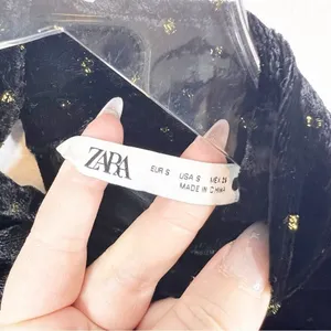 ZARA Velvet Metallic Long Sleeve‎ Crop Top Women's Size S Black Party Glam thumbnail 5