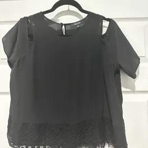 Madewell Black Asymmetrical Cut‎ Out Blouse whimsygoth gothcore romantic thumbnail 3