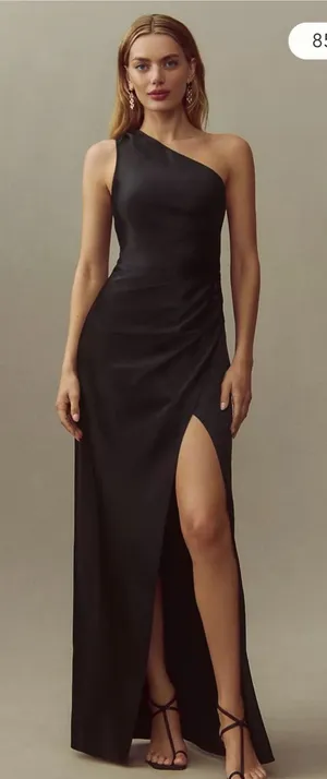 BHLDN Scottie One-Shoulder Side-Slit Stretch Satin Maxi Dress thumbnail 1