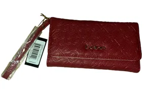 bebe Red Quilted Wristlet trifold wallet with Strap thumbnail 1
