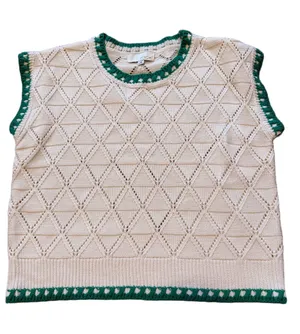Pinch x Anthropologie Cream Sweater Vest Sz M thumbnail 1