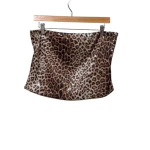 Peppermayo Leopard Print Sequin Tube‎ Top Strapless Brown Gold Womens 12 Large thumbnail 2