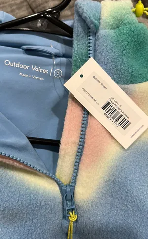 Outdoor Voices NWT Jacket PrimoFleece 1/4 Zip Hoodie Cropped Multi Lava S thumbnail 3