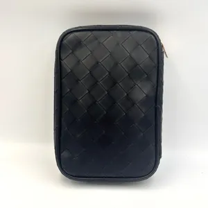 Kevyn Aucoin Woven Makeup Bag Black Faux Leather Travel Case Gold‎ Hardware NEW thumbnail 2