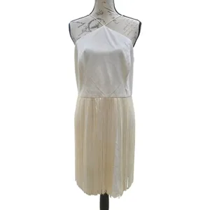 Aidan Mattox Ivory Fringe Halter Dress Party Cocktail‎ Mini Sleeveless Size 14 thumbnail 3